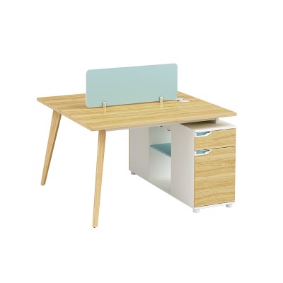 2-Person Office Screen Workstation Office Desk With File Cabinet(YM-04W1212)
