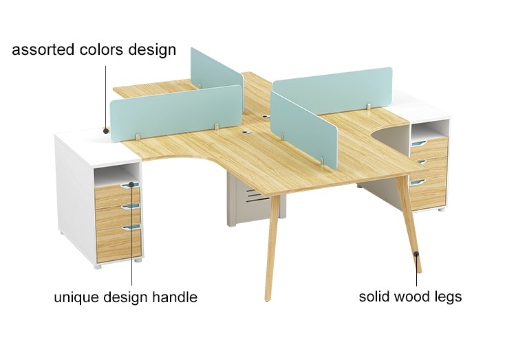 4-Person Office Screen Workstation Office Desk With File Cabinet(YM-06W2828)