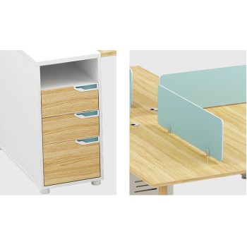 4-Person Office Screen Workstation Office Desk With File Cabinet(YM-06W2828)