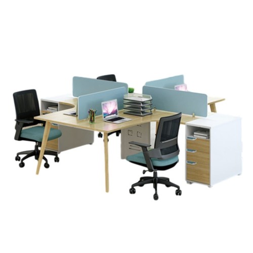 4-Person Office Screen Workstation Office Desk With File Cabinet(YM-06W2828)