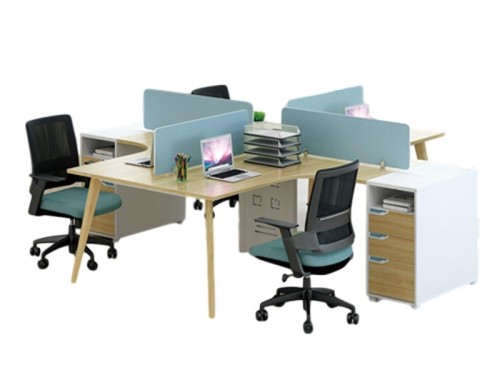 4-Person Office Screen Workstation Office Desk With File Cabinet(YM-06W2828)