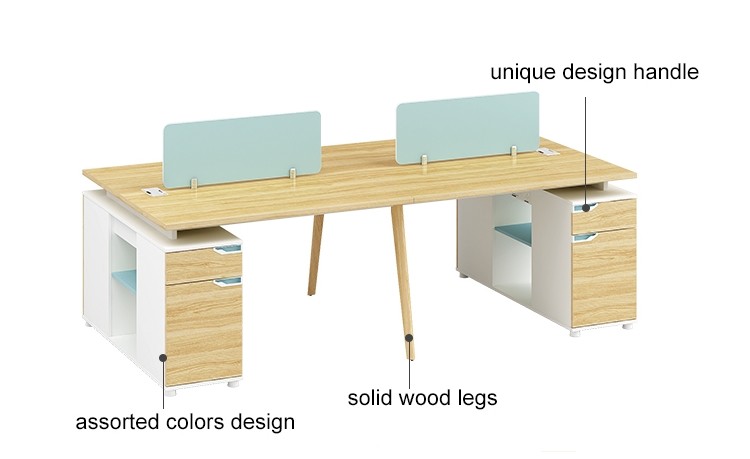 4-Person Office Screen Workstation Office Desk With File Cabinet(YM-04W2412)