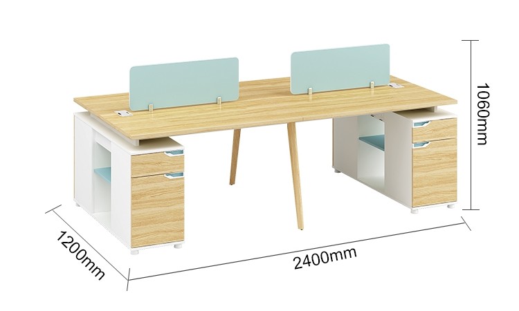 4-Person Office Screen Workstation Office Desk With File Cabinet(YM-04W2412)