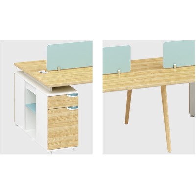 4-Person Office Blue Screen Workstation Office Desk With File Cabinet(YM-04W2412)
