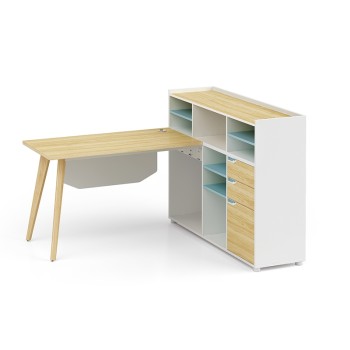 Efficient Single-Person Office Desk with Bookcase - Perfect for Office Environments
