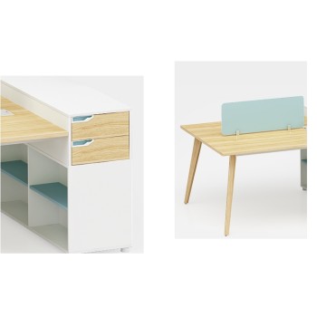 2-Person Office Screen Workstation Office Desk With File Cabinet(YM-05W1512)