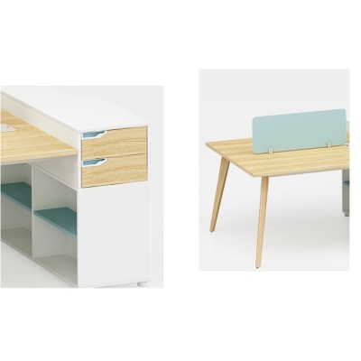 2-Person Office Screen Workstation Office Desk With File Cabinet(YM-05W1512)