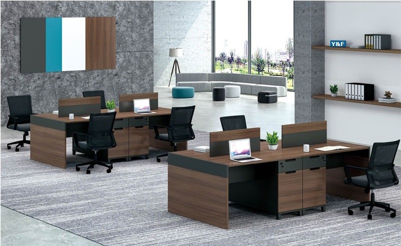 4-Person Office Screen Workstation With File Cabinet(KT-02W2412)