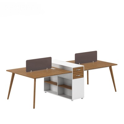 4-Person Office Screen Workstation Office Desk With File Cabinet(DS-04W2712)