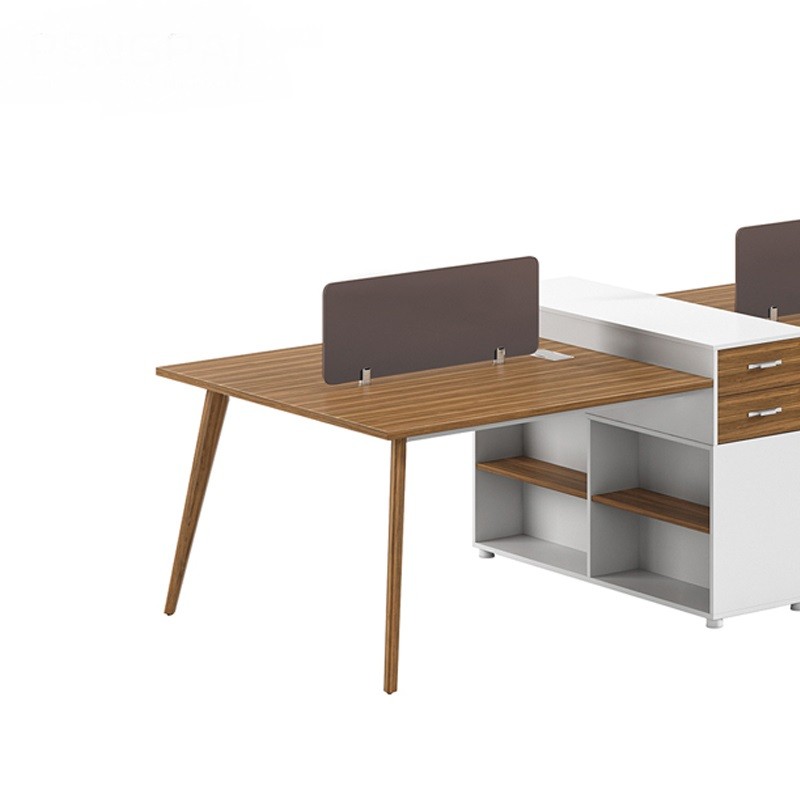 4-Person Office Screen Workstation Office Desk With File Cabinet(DS-04W2712)