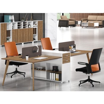 4-Person Office Screen Workstation Office Desk With File Cabinet(DS-04W2712)
