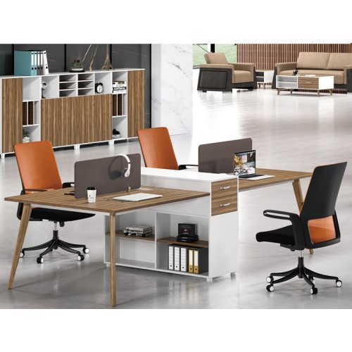 4-Person Office Screen Workstation Office Desk With File Cabinet(DS-04W2712)
