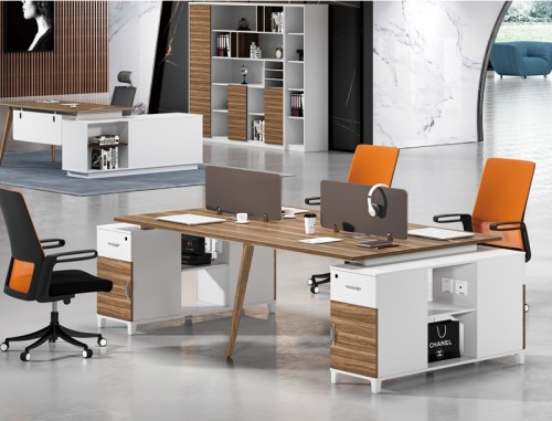4-Person Office Screen Workstation Office Desk With File Cabinet(DS-04W2712)