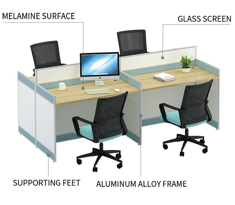 4-Person Office Screen Workstation Staff Table With File Cabinet (KW-20C2412)