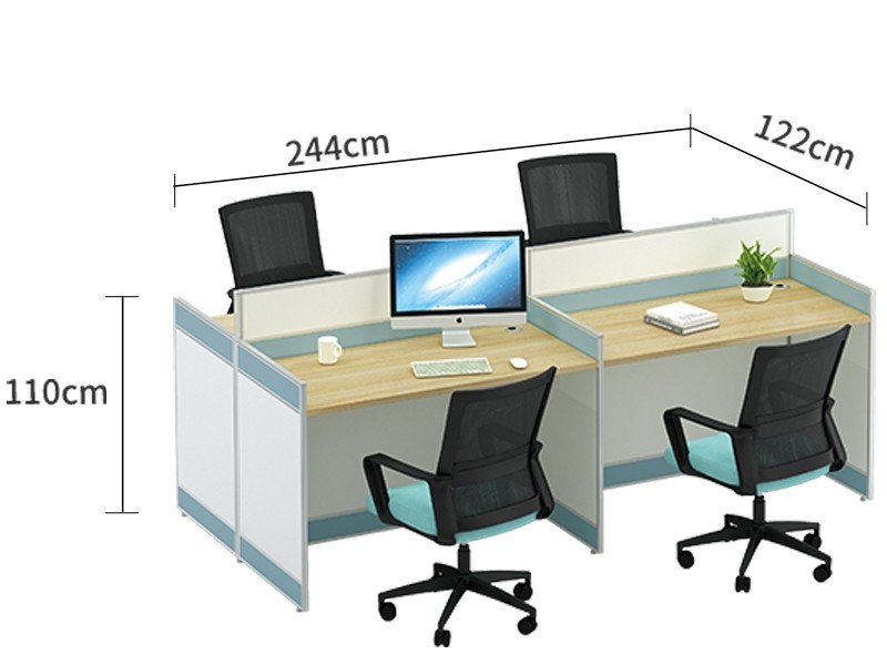 4-Person Office Screen Workstation Staff Table With File Cabinet ( KW-40BC2828)