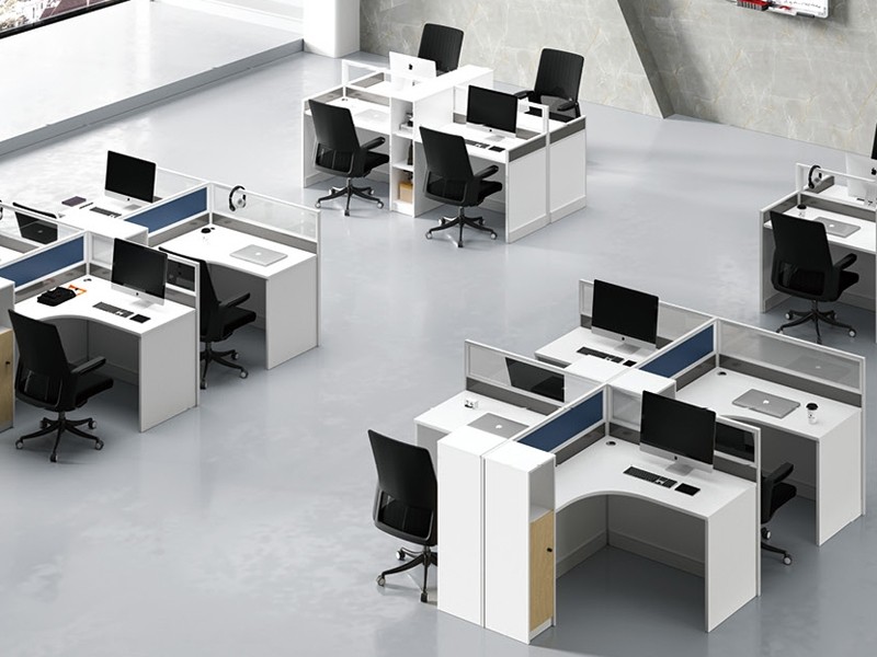 4-Person Office Screen Workstation Staff Table With File Cabinet (KW-30W2828)