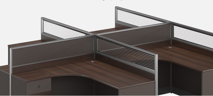 4-Person Office Screen Workstation Staff Table With File Cabinet (KW-31W2828)