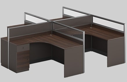 4-Person Office Screen Workstation Staff Table With File Cabinet (KW-31W2828)