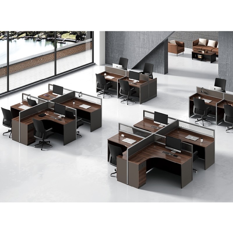 4-Person Office Screen Workstation Staff Table With File Cabinet (KW-31W2828)