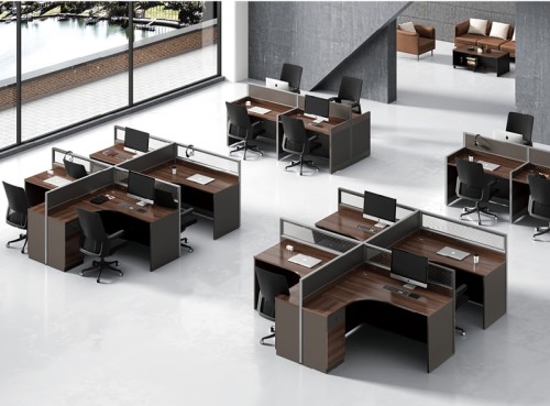 4-Person Office Screen Workstation Staff Table With File Cabinet (KW-31W2828)