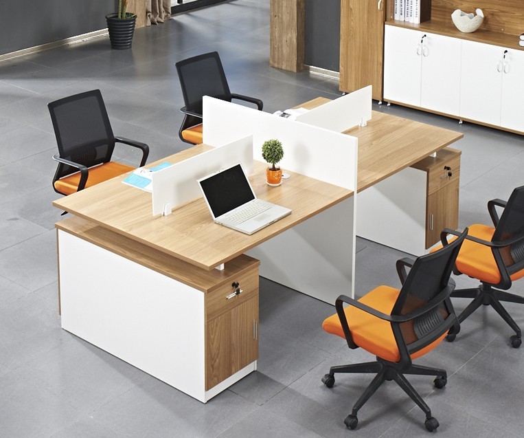 4-Person Office Screen Workstation Office Desk With File Cabinet(DY-T2412