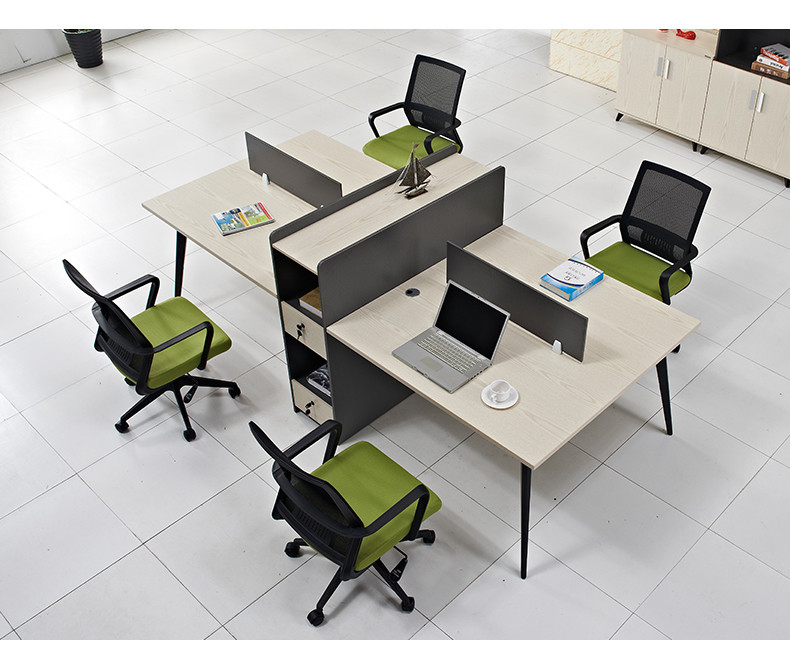 4-Person Office Screen Workstation Office Desk With File Cabinet(GY-T2754)