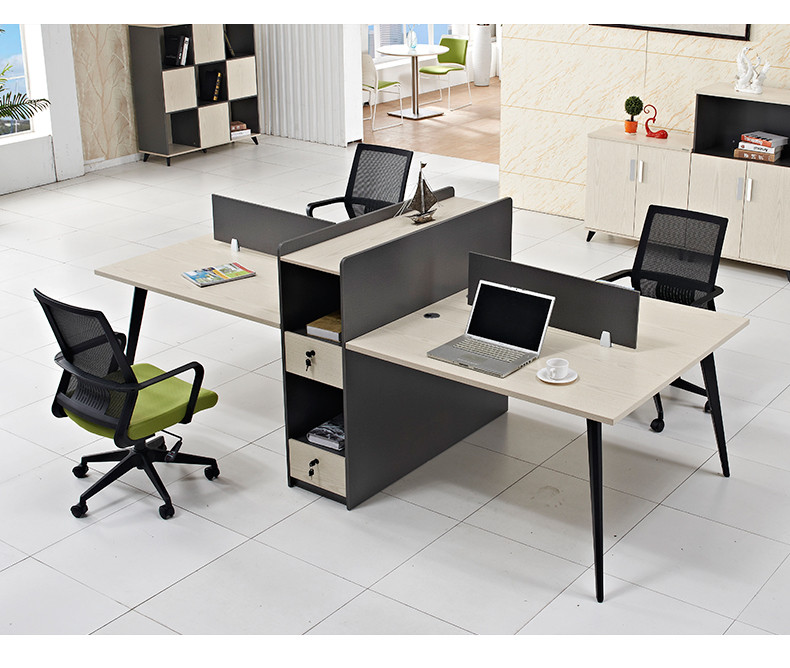 4-Person Office Screen Workstation Office Desk With File Cabinet(GY-T2754)