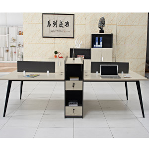 4-Person Office Screen Workstation Office Desk With File Cabinet(GY-T2754)