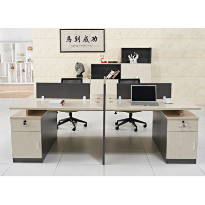4-Person Office Screen Workstation Office Desk With File Cabinet(GY-T2412)