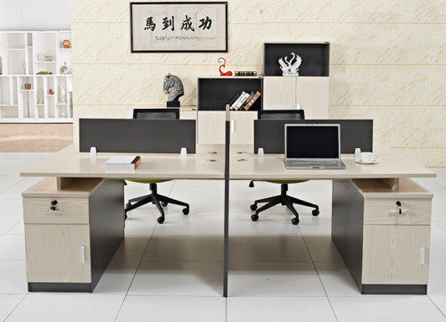 4-Person Office Screen Workstation Office Desk With File Cabinet(GY-T2412)