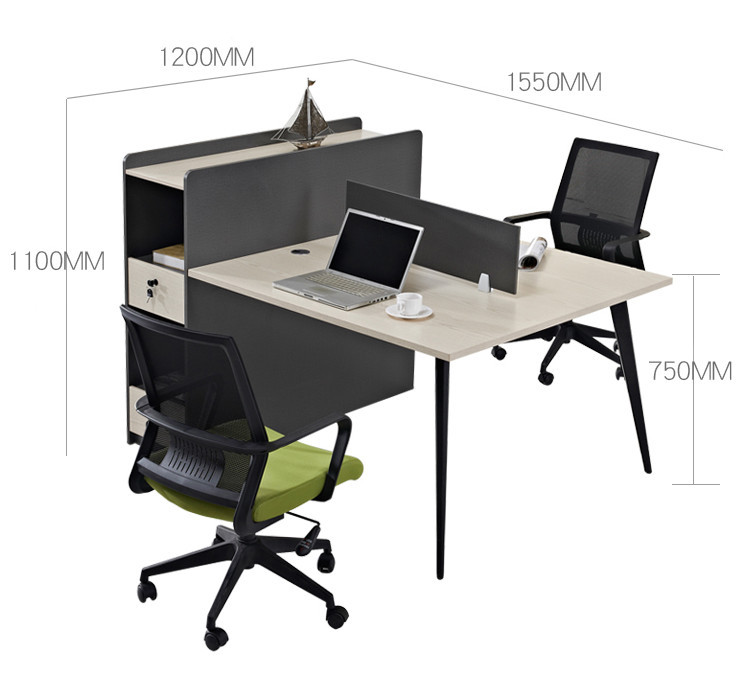 2-Person Office Screen Workstation Office Desk With File Cabinet(GY-T1522)