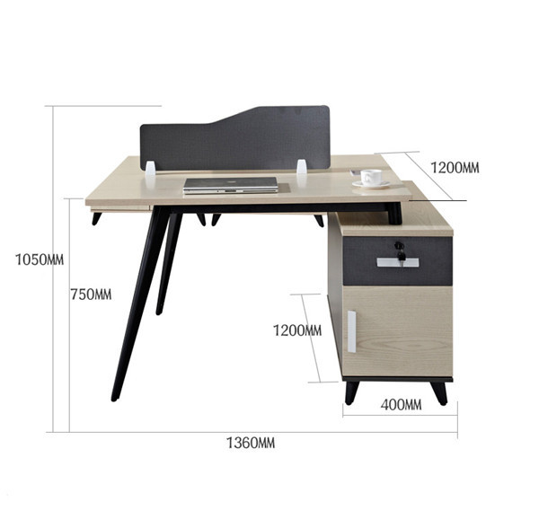 2-Person Office Screen Workstation Office Desk With File Cabinet(GY-T1362)