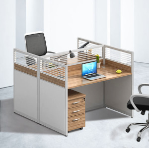 2-Person Office Workstation With Integrated File Cabinet - Suitable for Offices