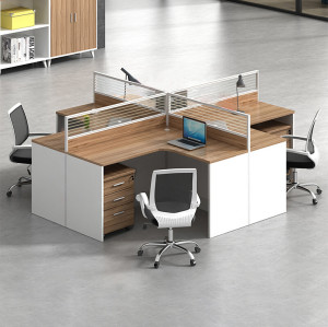 4-Person Office Workstation with File Cabinet - Ideal for Office Suppliers