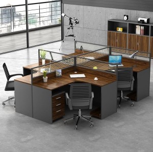 4-Person Office Desk with Organizational Storage - Wholesale Available for Offices