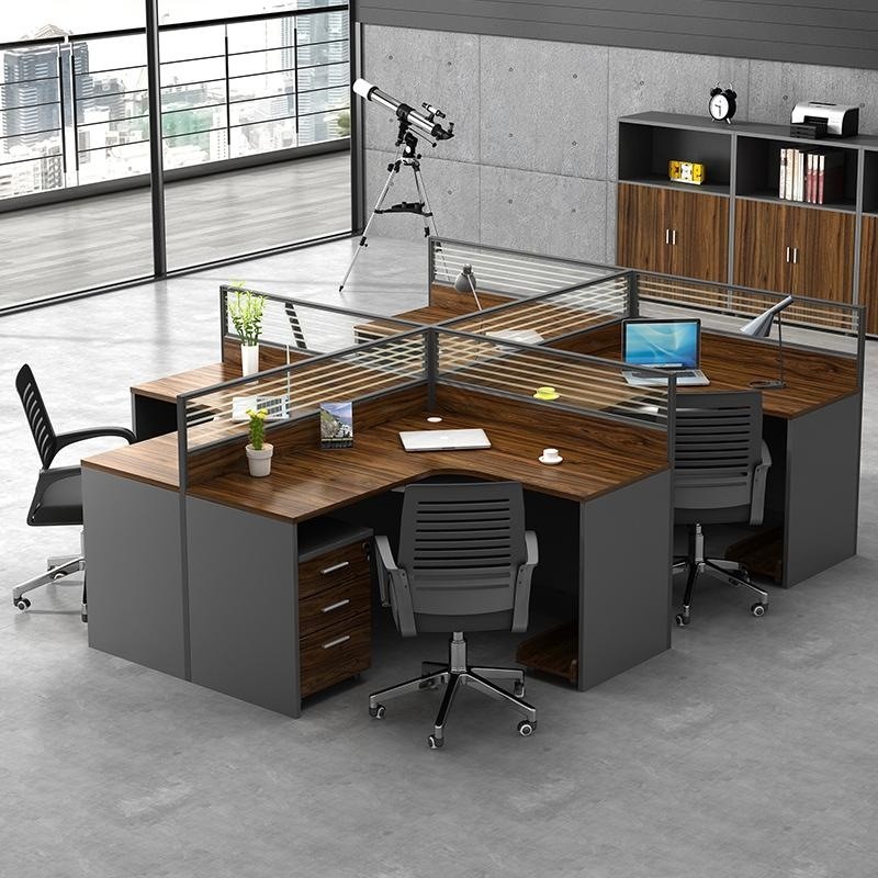 4-Person Office Desk with Organizational Storage - Wholesale Available for Offices