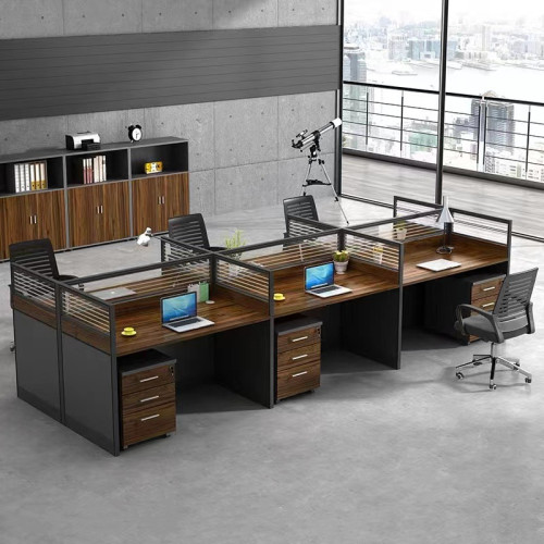 Six-Person Office Workstation with Ample Storage - Perfect for Office Use