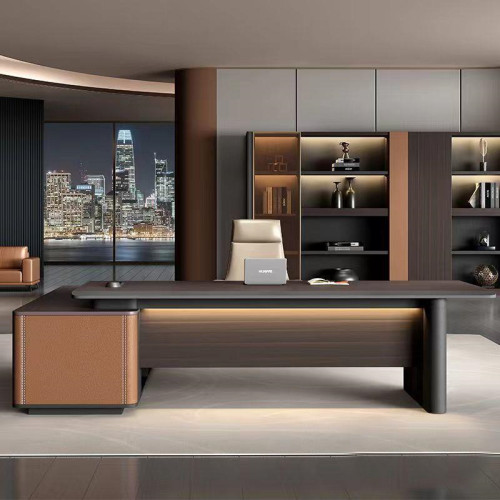 Wholesale Professional Executive Office Desk | Premium L-Shaped Manager Desk with Storage Cabinet and Power Outlets