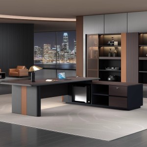 Wholesale Professional Executive Office Desk | Premium L-Shaped Manager Desk with Storage Cabinet and Power Outlets