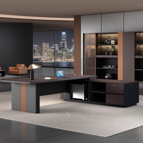 Wholesale Professional Executive Office Desk | Premium L-Shaped Manager Desk with Storage Cabinet and Power Outlets