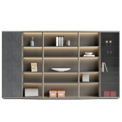 Modern Boss Office File Storage Cabinets | High Bookcase Wooden Furniture with LED for Home Office School Use Wholesale