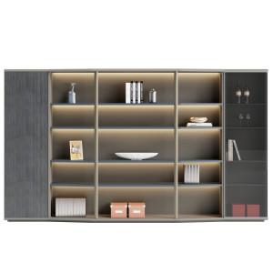 Modern Boss Office File Storage Cabinets | High Bookcase Wooden Furniture with LED for Home Office School Use Wholesale