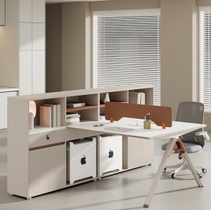 Modern 2-person finance office workstations |  Employee office desk with custom engineering design.