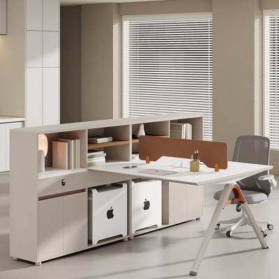 Modern 2-person finance office workstations |  Employee office desk with custom engineering design.