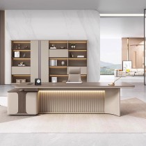 Modern Luxury Executive Office Desk | Right and Left Cabinets Interchangeable | Custom Office Furniture