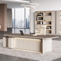 Modern Luxury Executive Office Desk | Right and Left Cabinets Interchangeable | Custom Office Furniture