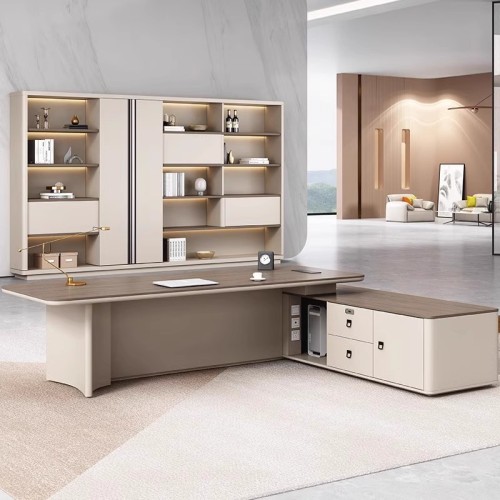 Modern Luxury Executive Office Desk | Right and Left Cabinets Interchangeable | Custom Office Furniture