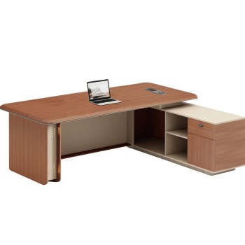 Modern L-Shape Executive Office Desk with Built-in Power & Storage for Corporate Fit-outs