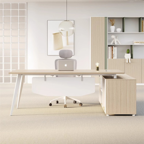 Modern Executive Office Desk With Side Cabinet | L-Shaped Design for CEO Boss Executive