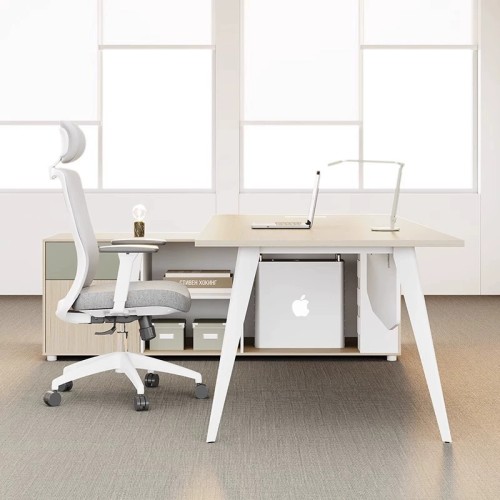 Modern Executive Office Desk With Side Cabinet | L-Shaped Design for CEO Boss Executive